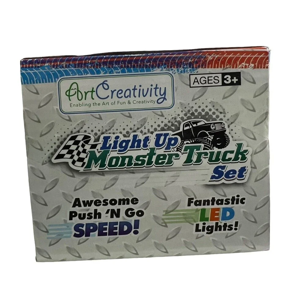 ArtCreativity Light Up Monster Truck Set For Boys And Girls LED Push N Go